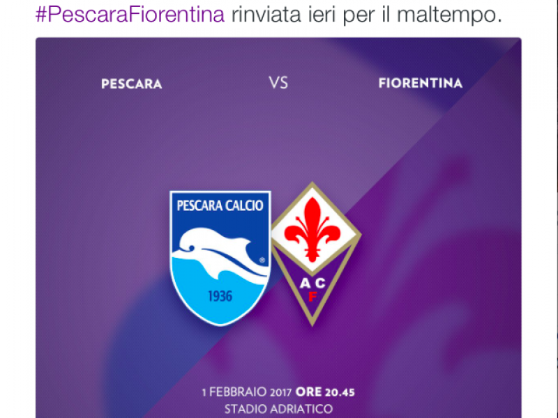 Recupero Pescara-Fiorentina 1 febbraio ore 20.45, foto 1