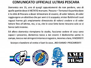 Comunicato ufficiale Ultras Pescara