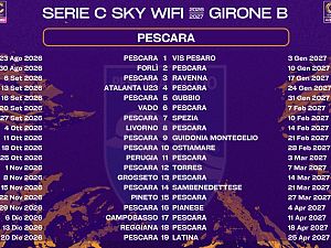 Ecco il calendario del Pescara per la stagione 2026-2027